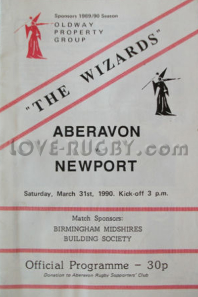 1990 Aberavon v Newport  Rugby Programme