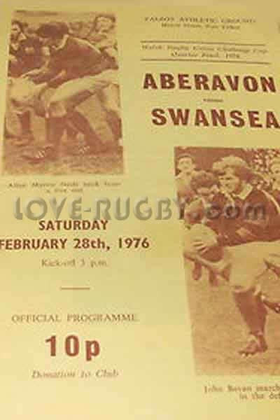 1976 Aberavon v Swansea  Rugby Programme