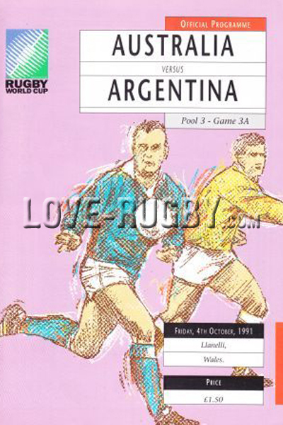 1991 Argentina v Australia  Rugby Programme