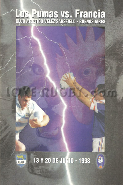 1998 Argentina v France  Rugby Programme