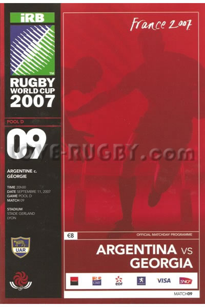2007 Argentina v Georgia  Rugby Programme