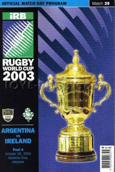 2003 Argentina v Ireland  Rugby Programme