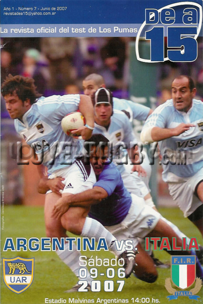 2007 Argentina v Italy  Rugby Programme