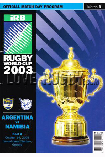 2003 Argentina v Namibia  Rugby Programme