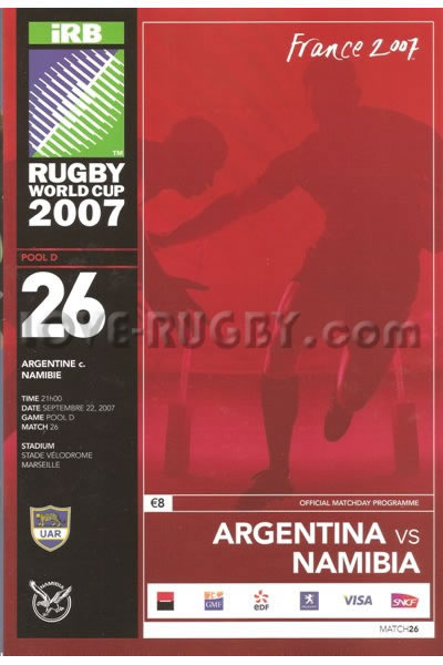 2007 Argentina v Namibia  Rugby Programme