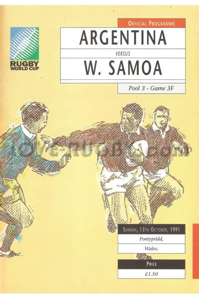1991 Argentina v Samoa  Rugby Programme