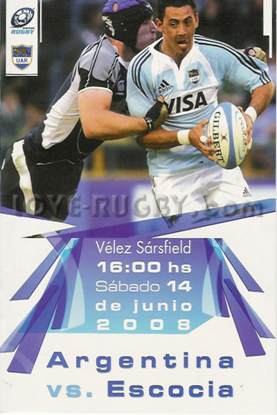2008 Argentina v Scotland  Rugby Programme