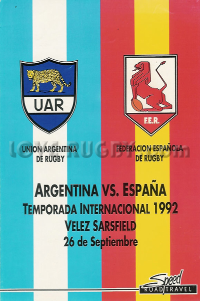 1992 Argentina v Spain  Rugby Programme