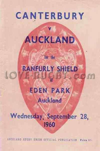 1960 Auckland v Canterbury  Rugby Programme
