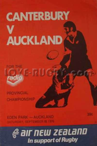 1976 Auckland v Canterbury  Rugby Programme
