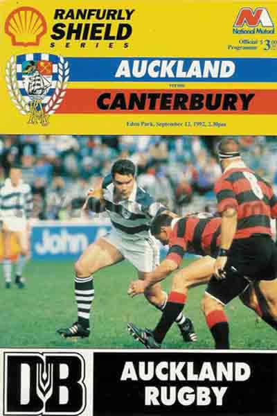 1991 Auckland v Canterbury  Rugby Programme