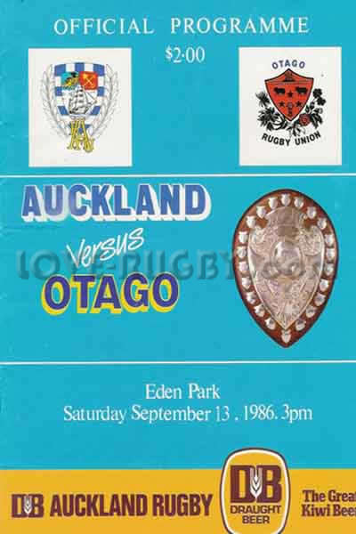 1986 Auckland v Otago  Rugby Programme