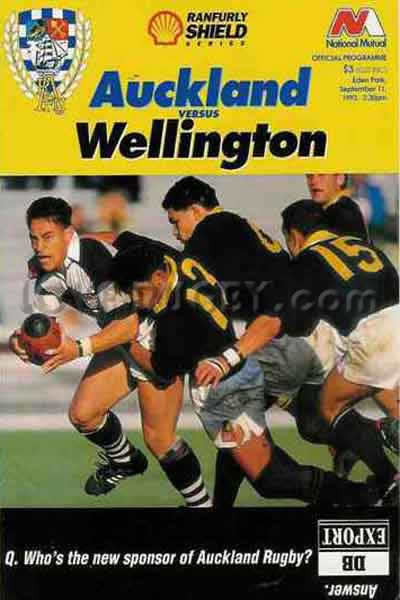 1993 Auckland v Wellington  Rugby Programme