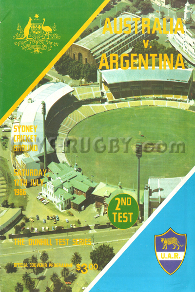 1986 Australia v Argentina  Rugby Programme