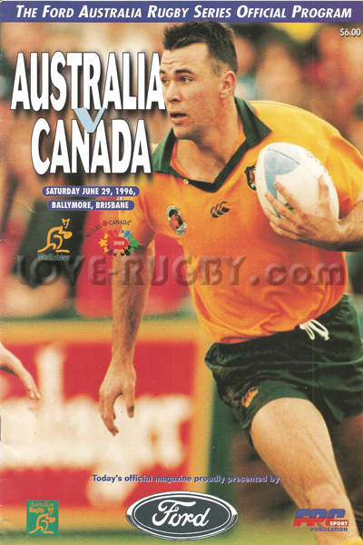 1996 Australia v Canada  Rugby Programme