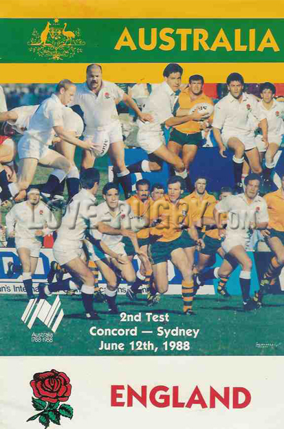 1988 Australia v England  Rugby Programme