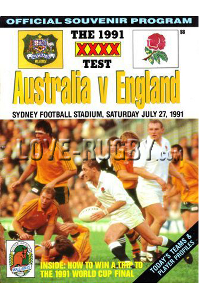 1991 Australia v England  Rugby Programme