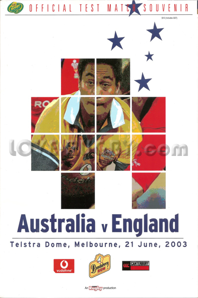 2003 Australia v England  Rugby Programme
