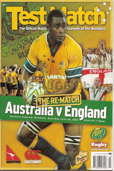 2004 Australia v England  Rugby Programme