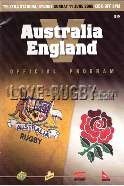 2006 Australia v England  Rugby Programme