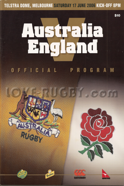 2006 Australia v England  Rugby Programme