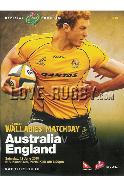 2010 Australia v England  Rugby Programme