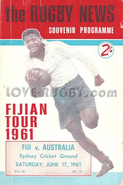 1961 Australia v Fiji  Rugby Programme