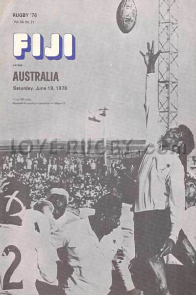 1976 Australia v Fiji  Rugby Programme