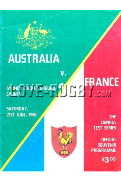 1986 Australia v France  Rugby Programme