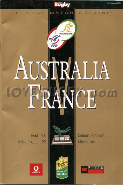 2002 Australia v France  Rugby Programme