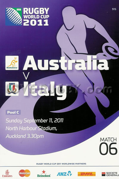 2011 Australia v Italy  Rugby Programme