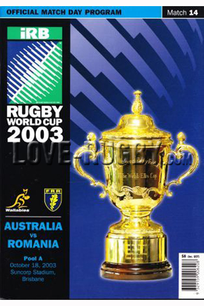 2003 Australia v Romania  Rugby Programme
