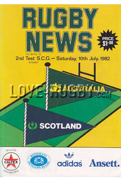 1982 Australia v Scotland  Rugby Programme