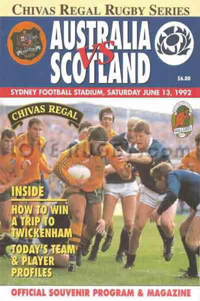1992 Australia v Scotland  Rugby Programme