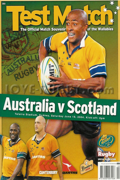 2004 Australia v Scotland  Rugby Programme