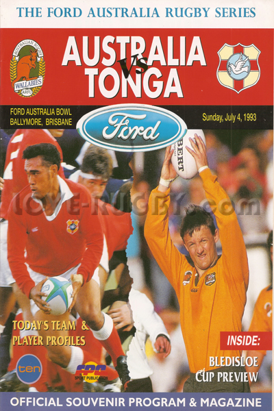 1993 Australia v Tonga  Rugby Programme