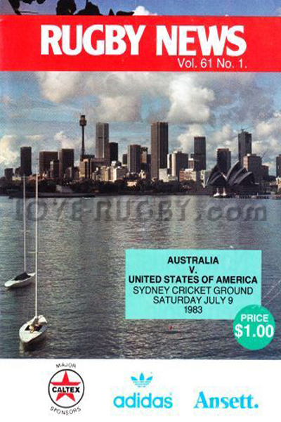 1983 Australia v USA  Rugby Programme