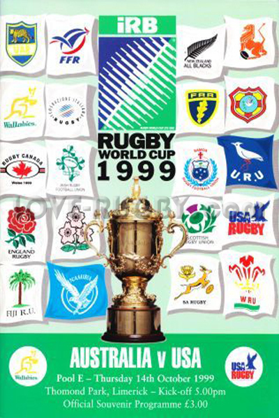 1999 Australia v USA  Rugby Programme