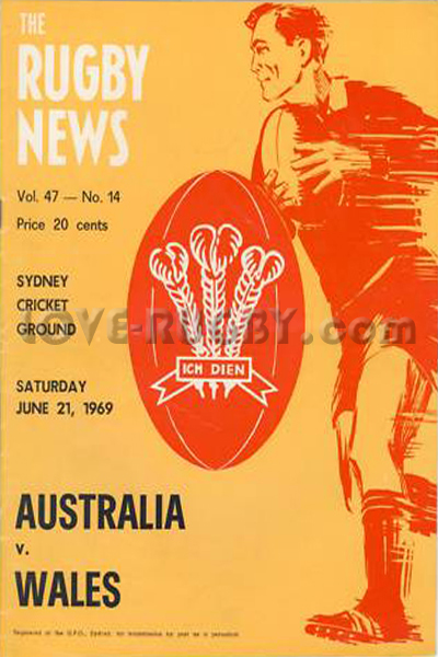 1969 Australia v Wales  Rugby Programme