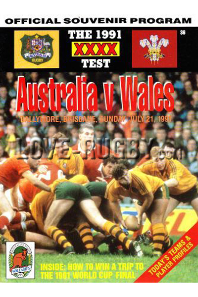 1991 Australia v Wales  Rugby Programme