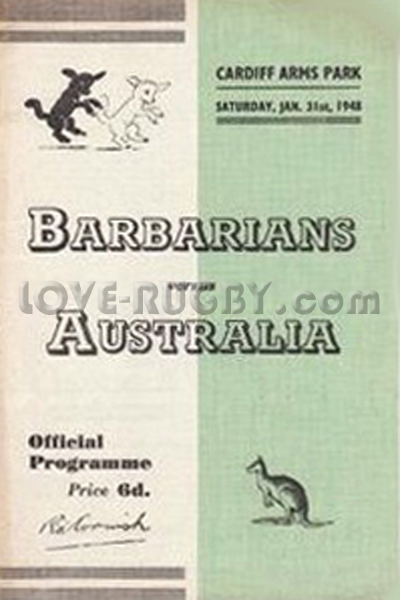 1948 Barbarians v Australia  Rugby Programme