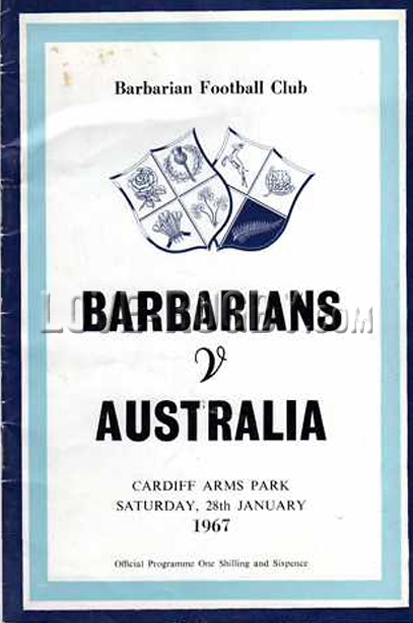 1967 Barbarians v Australia  Rugby Programme