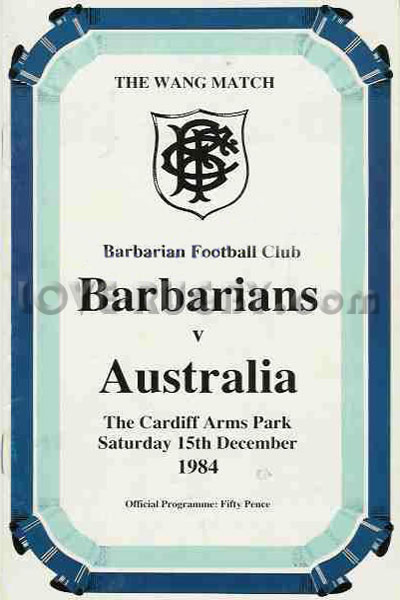 1984 Barbarians v Australia  Rugby Programme