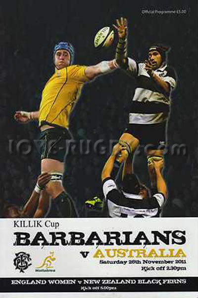 2011 Barbarians v Australia  Rugby Programme