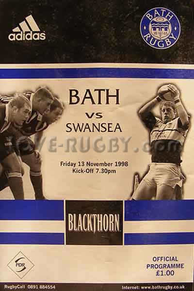 1998 Bath v Swansea  Rugby Programme