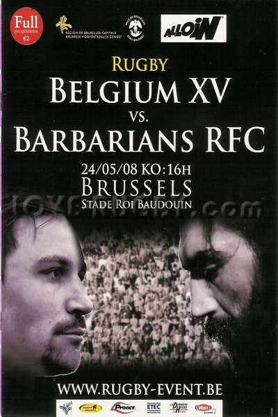 2008 Belgium v Barbarians  Rugby Programme