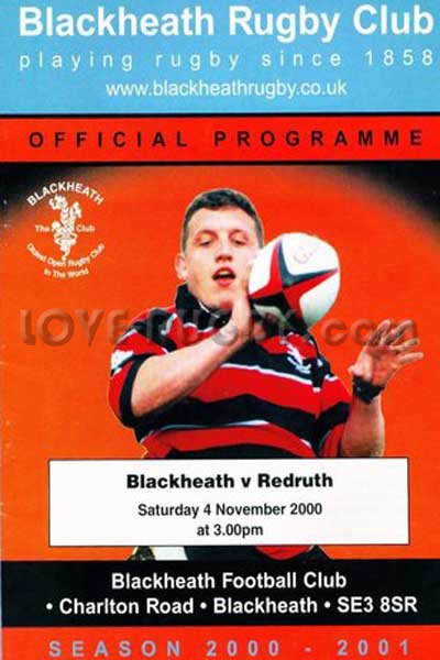 2000 Blackheath v Redruth  Rugby Programme