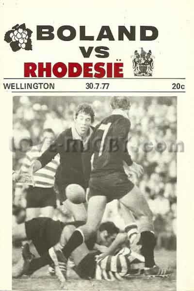 1977 Boland v Rhodesia  Rugby Programme