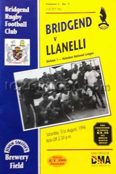 1996 Bridgend v Llanelli  Rugby Programme