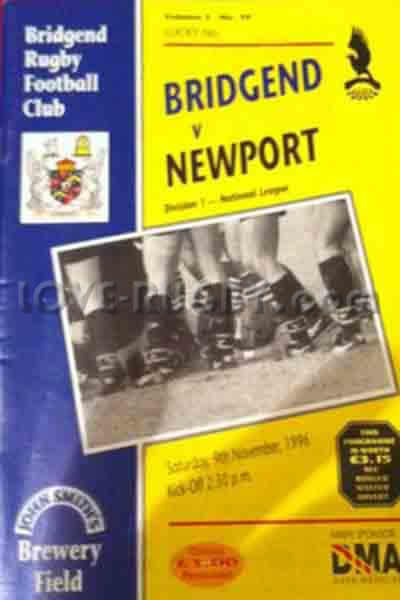 1996 Bridgend v Newport  Rugby Programme